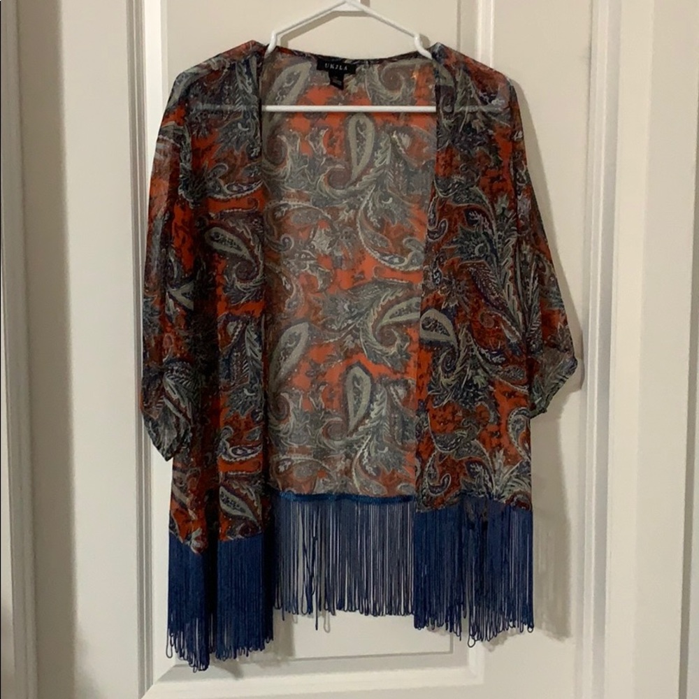 Fringed sheer cover up size large